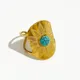 Peri'sBox-Bague Large en Acier Inoxydable pour Femme Chunk Fleur Feuilles Turquoise Pierre