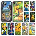 Coque de téléphone Pokemon Pikachu pour Apple iPhone coque arrière souple noire coque mignonne