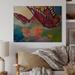 August Grove® Butterfly on Pink Flowers - Unframed Painting on Wood Metal in Blue/Brown/Green | 16 H x 32 W x 1 D in | Wayfair