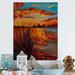 Highland Dunes Sunset Evening Glow at the Lake I - Unframed Painting on Wood in Blue/Brown/Orange | 12 H x 8 W x 1 D in | Wayfair