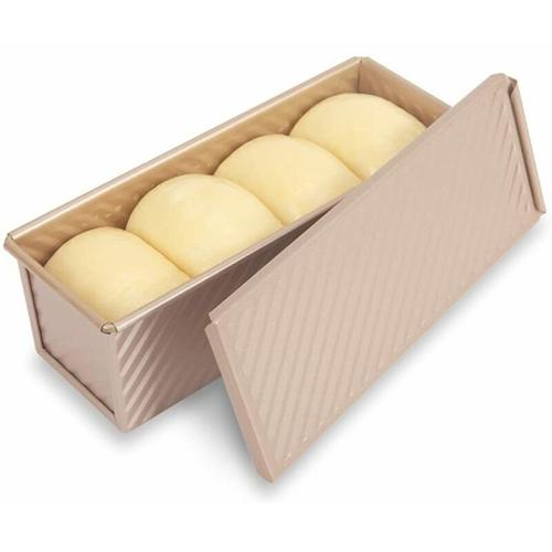 Teig Toast Brot Backform Gebck Kuchen Brotbackform Mold Backform mit Deckel(Rechteck-Welle)