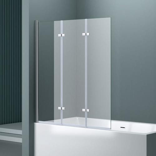 130×140 cm Design-Duschwand für Badewanne Badewannenaufsatz Duschabtrennung 6mm ESG-Sicherheitsglas