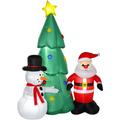 Albero Gonfiabile 185cm con Babbo Natale Pupazzo di Neve e Luci led - Homcom