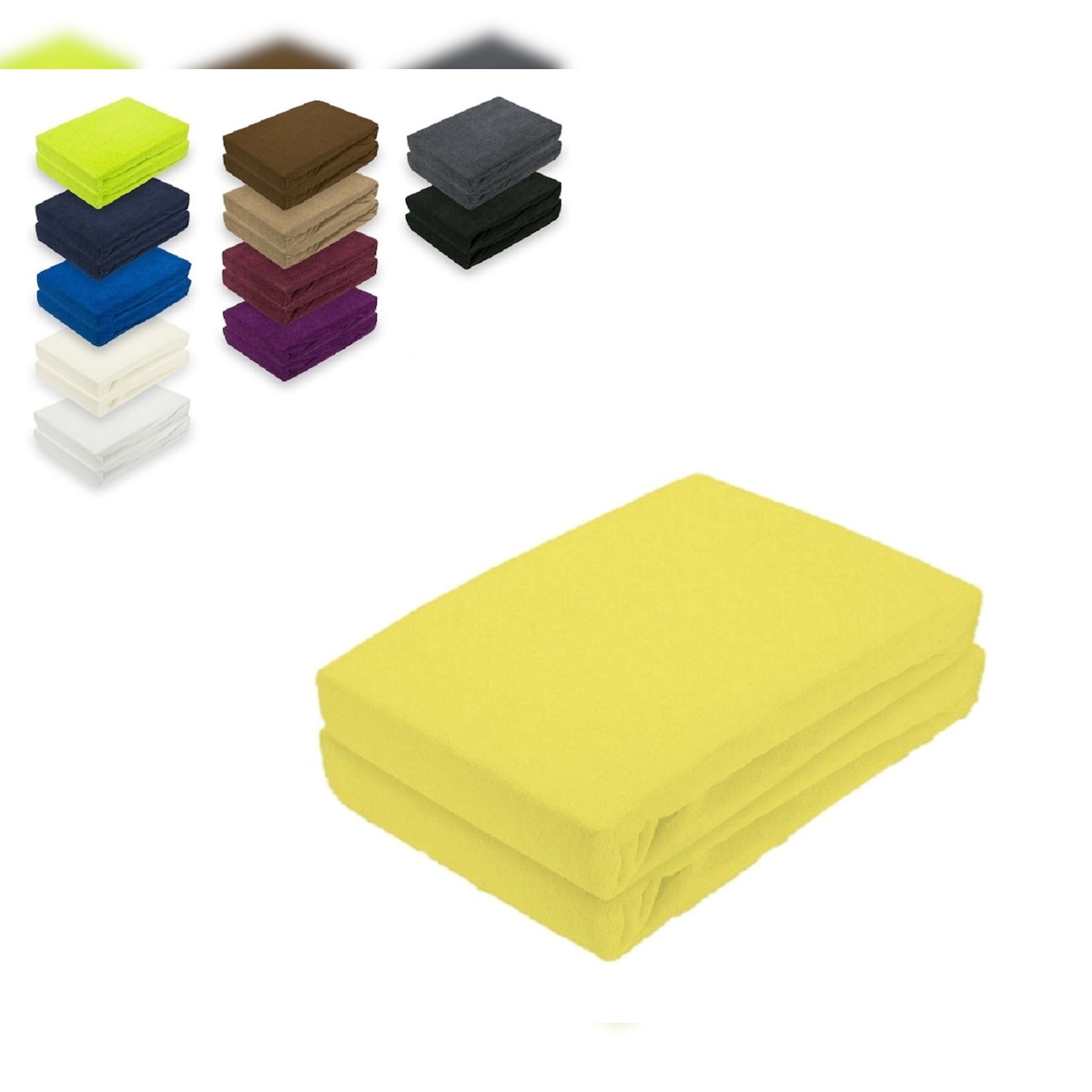 EXKLUSIV HEIMTEXTIL Doppelpack Frottee Spannbettlaken 90 - 100 x 200 cm Gelb Image