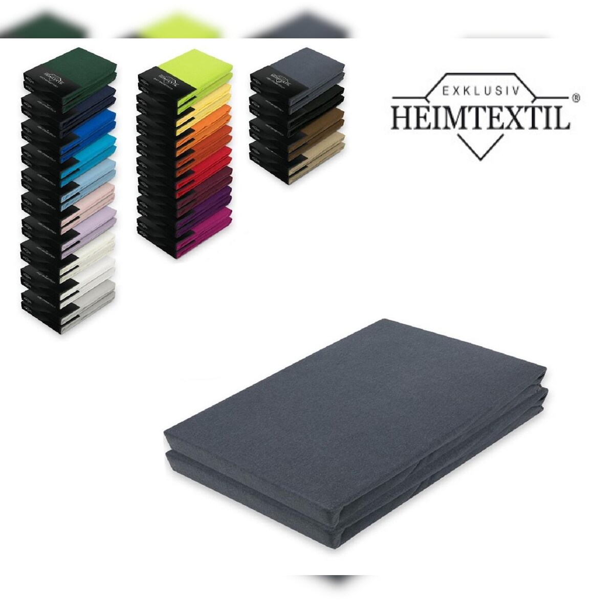 EXKLUSIV HEIMTEXTIL Doppelpack Marke Jersey Spannbettlaken 120 x 200 cm Anthrazit Image