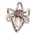 Arachnid's Red Heart,'Silver Spider Cocktail Ring Pearl and Red Cubic Zirconia'