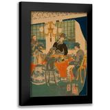 Utagawa Sadahide 11x14 Black Modern Framed Museum Art Print Titled - Parlour of a foreign mercantile house in Yokohama (Yokohama ijin shokan zashiki no zu) 1861