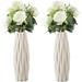 2 Pcs Plastic Vase Modern Design Unbreakable Modern Boho Decorative Flowers Vase for Wedding Decor Living Room Arranging Bouquets (White)