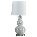 HomeRoots 473741 20 in. Mirrored Crackle Glass Mosaic Curvy Table Lamp Silver