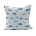 Fish Fluffy Throw Pillow Cushion Cover Fish Net with Polka Dots Abstract Animal Silhouettes Nature Inspired Image Decorative Square Accent Pillow Case 16 x 16 Blue Pale Blue White by Ambesonne