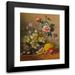 Georgius Jacobus Johannes van Os 15x18 Black Modern Framed Museum Art Print Titled - Still Life with a Camelia Spray Cornflowers And Grapes in a Silver Bowl with Nuts an Orange and Red Pe