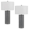 Cal Lighting BO-3065TB-2 150W 3 Way Castine Ceramic 2 Light Table Lamp Slate Grey