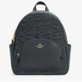 Coach Bags | New Coach C4094 Court Backpack With Ruching Nylon And Pebble Leather Midnight | Color: Gold | Size: Os