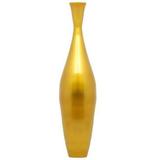 11 x 43 in. Modern Bamboo Narrow Trumpet Floor Vase with Metallic Finish Gold