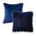 Phantoscope Designer s Choice Decorative Throw Pillow Set Fluffy Faux Fur & Pom Pom Velvet Bundle for Sofa Couch Bedroom 18 x 18 Navy Fur and Velvet 2 Pack