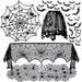 Halloween Decorations 20 Pcs Tgnazet Halloween Round Tablecloth/ Table Runner/ Fireplace Mantel Scarf/ Lamp Shade Cover Black Lace Spider Cobweb with 16 pcs Scary 3D Bat for Halloween Party Decor