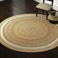 White Border Handmade Hand Woven Boho Braided Jute Area Rug Natural Fibers Round Rugs for Living room Kitchen Indoor & Outdoor Carpet- 11â€� Feet (132 Inch)