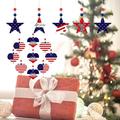 GROFRY Wood Ornament Festive Ornamental Star/Heart Shape Patriotic Independence Day Wood Hanging Decoration Home Supplies