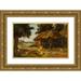 Karl Ludwig Prinz 14x11 Gold Ornate Wood Frame and Double Matted Museum Art Print Titled - Huhne in Front of a Barn