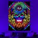 Goory Halloween Skull Wall Hanging Black Light Tapestry Luminous Tapestry Glowing in The Dark Tapestry Blacklight Tapestry UV Fluorescent Background Cloth Tapestries #03 W:91 xL:71