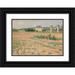 French School 14x11 Black Ornate Wood Framed Double Matted Museum Art Print Titled: French Country Landscape with Houses in the Distance (circa 1890-1910)