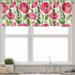 Ambesonne Poppy Flower Valance Pack of 2 Leaves Petals Romance 54 X18 Green Pink Cream