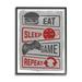 Stupell Industries Eat Sleep Game Repeat Quote Saying Vintage Sign 11 x 14 Design by Lux + Me Designs