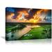 Golf Course Wall Art Prints Aerial View of Tropical Golf Course at Sunset Picture Landscape Canvas Painting for Living Room Bedroom Decor No Frame