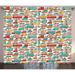 Ambesonne Cars Curtains 2 Panel Set Motorbikes Caravans Bus 108 x 84 Aqua Red Orange