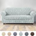 Subrtex 2-piece Jacquard Damask Stretch Sofa Cover Sofa Slipcover Light Gray