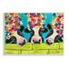 Stupell Industries Farm Cattle Cows Bright Flower Petals Green Planks Painting Unframed Art Print Wall Art Design by Karrie Evenson