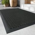 SIXHOME Outdoor Mat Non Slip Door Mat 24 x35.5 Front Door Mats Absorbent Rubber Welcome Mat Low Profile Dirt Trapper Entry Rug Heavy Duty Durable Outdoor Doormat Checker Black