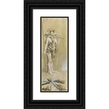 James Tissot 8x14 Black Ornate Wood Framed Double Matted Museum Art Print Titled: The Prehistoric Woman