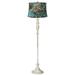 360 Lighting Shabby Chic Floor Lamp 60 Tall Antique White Washed Peacock Print Drum Shade for Living Room Reading Bedroom Office