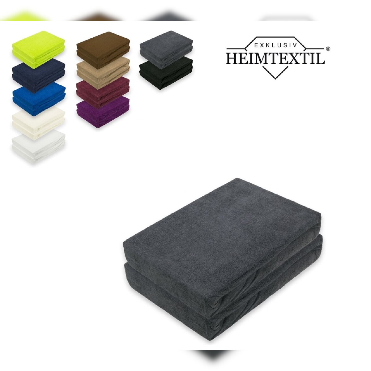 EXKLUSIV HEIMTEXTIL Doppelpack Marke Frottee Spannbettlaken Anthrazit 140 x 200 cm Image