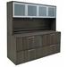 71"W Lateral File Storage Credenza with Frosted Glass Door Hutch