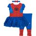 Marvel Spiderman and Captain America Girls Costume Dress Leggings and Headband Set (0-6 Months Spiderman)