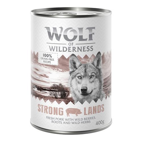 5 + 1 gratis! 6 x 400 g Strong Lands - Schwein Wolf of Wilderness Hundefutter nass