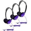 Hamilton Electronics HECHA2PPL-3 Personl Stereo Headphone Purple - Pack of 3