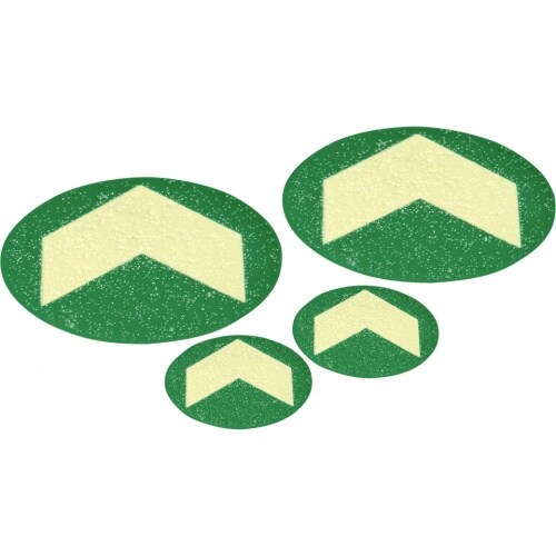 PERMALIGHT power langnachleuchtend Bodenpunkt mit Pfeil, Polycarbonat, selbstklebend, Ø 100mm, 10/VE,ASR A1.5 / 1,2 DGUV Image