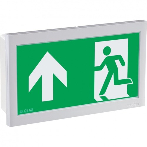 Schild I LED-Piktogramm Rettungszeichen Rettungsweg oben, Polycarbonat, 226x134mm, ASR A1.3, DIN EN ISO 7010 E001 Image