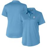 Women's Cutter & Buck Light Blue Houston Oilers Throwback Logo Prospect Textured Stretch Polo