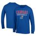 Men's Champion Royal Kansas Jayhawks Primary Team Logo Stack Softball Powerblend Long Sleeve T-Shirt