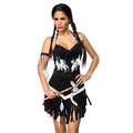 Mask Paradise Indianer Kostüm Indianerin Squaw Kleid Karneval Schwarz Weiß Set Gr. S