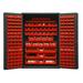 48 in. 16 Gauge Flush Door Style Lockable Storage Cabinets with 186 Red Hook on Bins Gray