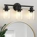 Bathroom Light Fixtures 3 Light Matte Black Vanity Light Vintage Wall Sconces Lighting Modern Bath Wall Mounted Lights with Glass