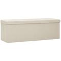 Doc&et² - Banc de rangement pliable Blanc crème Faux lin - Blanc