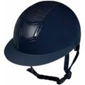 Casco equitazione adulto con strass omologiato VG1 modello Shiny Diamond: l = 59-61 cm, blu scuro