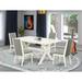 East West Furniture 4 - Person Solid Wood Dining Set Wood/Upholstered in Brown/White | 30 H x 36 W x 60 D in | Wayfair X026LA206-5