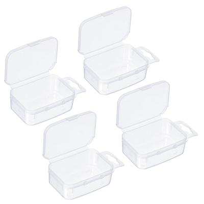 4pcs Fishing Tackle Accessory Box, Fish Lure Bait Hooks Storage Container, Clear - 2 x 1.5 x 0.8 inch